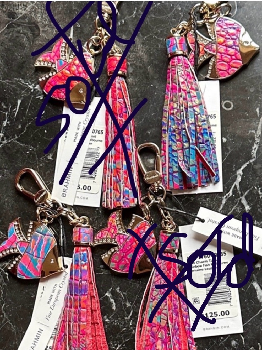 Brahmin Tassel Rainbow Fish Melbourne Charm, 3 available priced as each